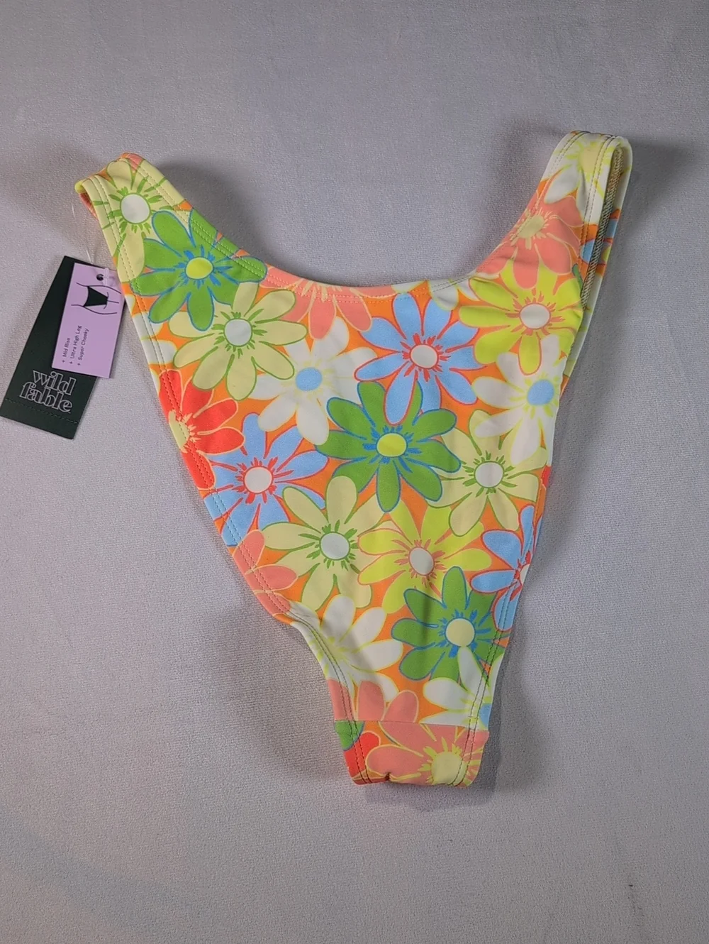 Wild Fable Yellow & Orange Floral Mid Rise Cheeky Bikini Bottom Size Medium